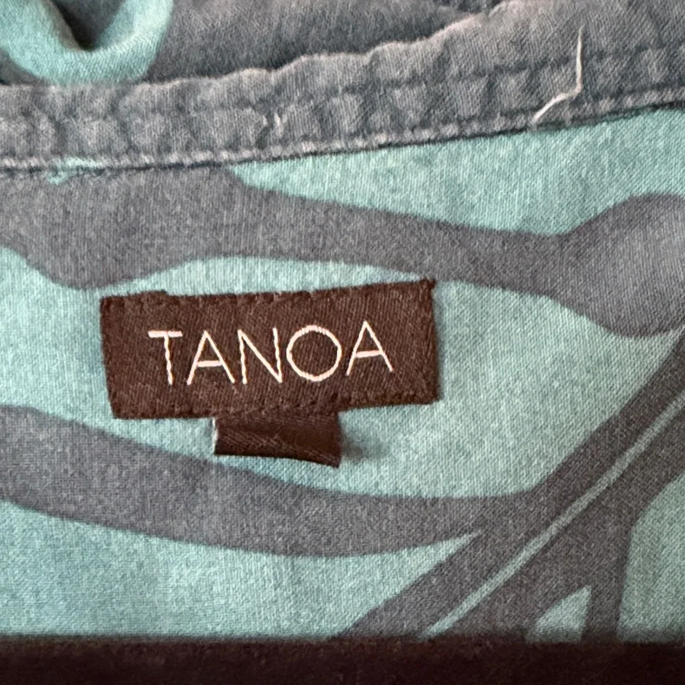 TANCO Teal Blue Tropical Print Button-Front Dress - Picture 4 of 6